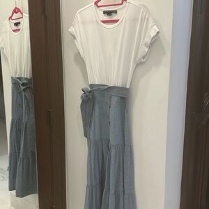 Classic white and denim Veronica Beard maxi dress